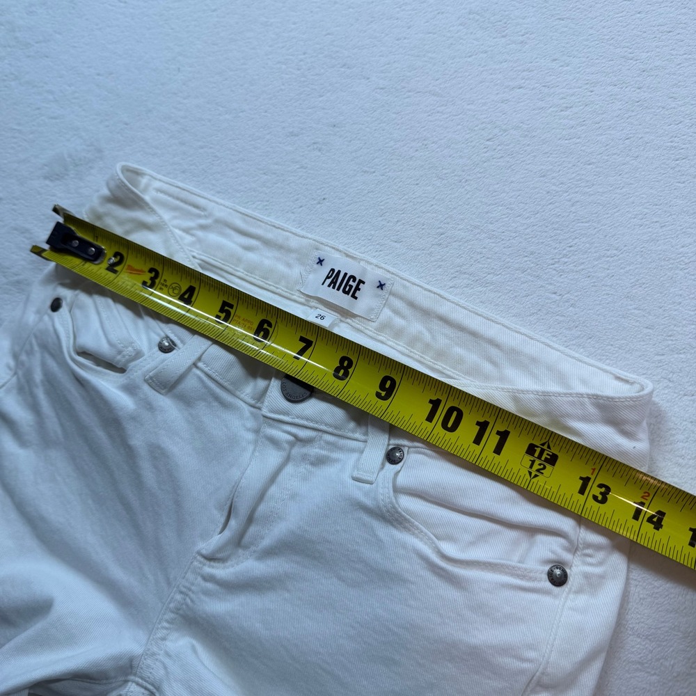 Paige Slim Straight Jeans Womens 26 White Good Low Rise Stretch Denim - Picture 5 of 15